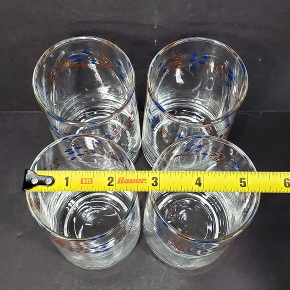 Vtg Termocrisa Lot of 4 Blue Forget Me Not Drinking Glasses Tumblers 4 3/4” - Picture 4 of 7